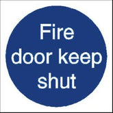 SECO Mandatory Safety Sign Fire Door Keep Shut Self Adhesive Vinyl 100 x 100mm - M014SAV-100X100